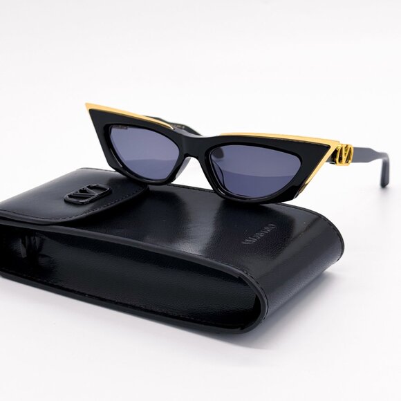 NEW VALENTINO V-GOLDCUT-I VLS-113A WOMEN BLACK SUNGLASSES VALENTINO - Picture 3 of 13